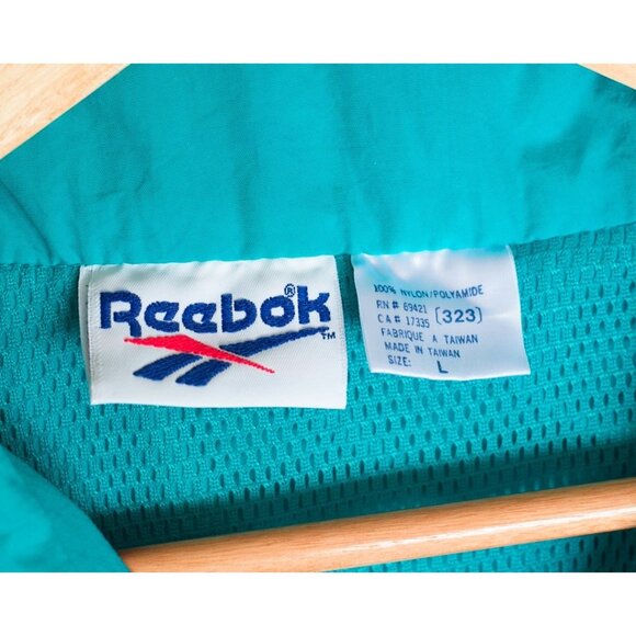 Vintage 90s Reebok Mens L Windbreaker Jacket Teal - Picture 8 of 10